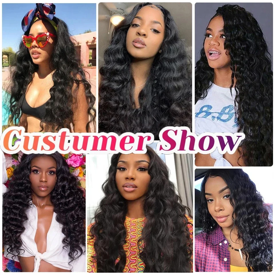26 28 30 32 Inch Loose Deep Wave Brazilian Real Human Hair Bundles Sale 2/ 3/4 PCS Natural Black Unprocessed Remy Hair Extensions Weave Bundles Extensions Soft Silky For Women