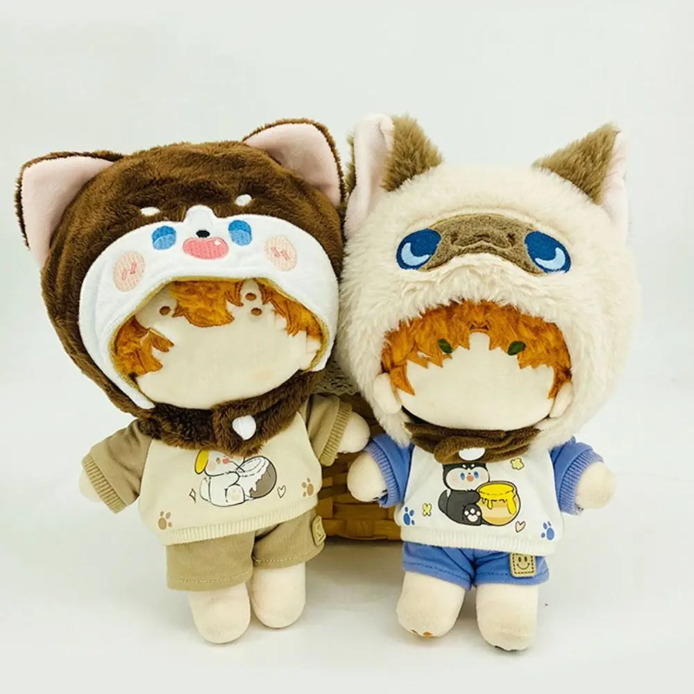 20CM Doll Headgear Fox Deer Shark Panda Pig Rabbit Cat Cartoon Animal Ear Cap Cos Outfit Change Dressing Game Cute Plush Hat