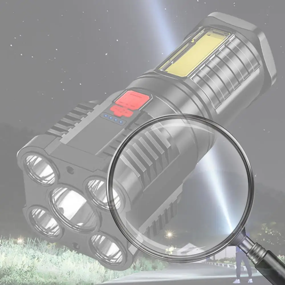 

Аварийные лампы COB, водонепроницаемый портативный фонарик, 500 лм, 4 режима освещения, перезаряжаемый, для кемпинга на открытом воздухе, для рыбалки, пешего туризма