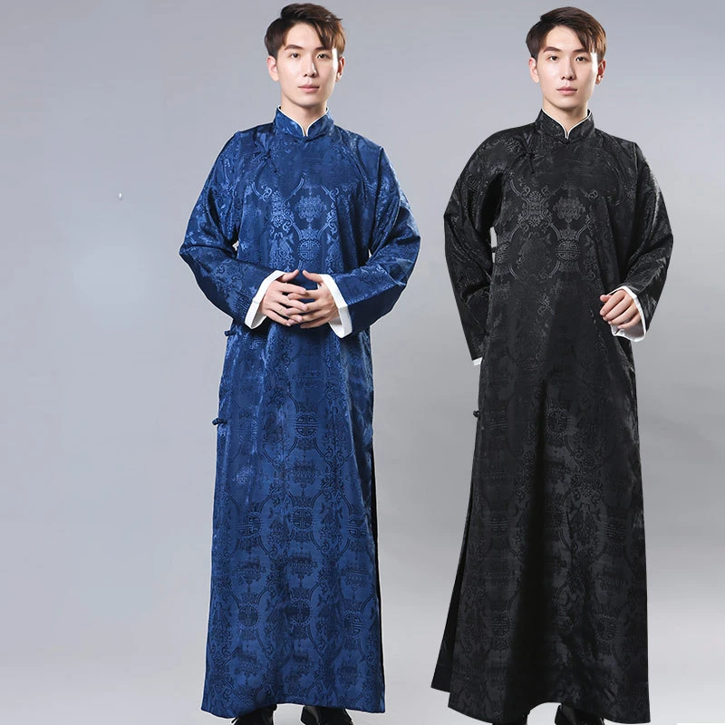 Hanfu Men Traditional Chinese Clothing Republic of China Cross Talk Clothing Classic Groomsmen Robe Tang Suit Wedding Robe