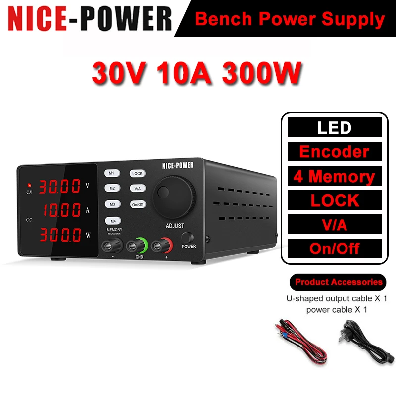 Nice-power DC Laboratory 30V 10A Lab Power Supply Adjustable 4Digits LED 120V 3A 60V 5A 12V Voltage Regulator Stabilizer Tester