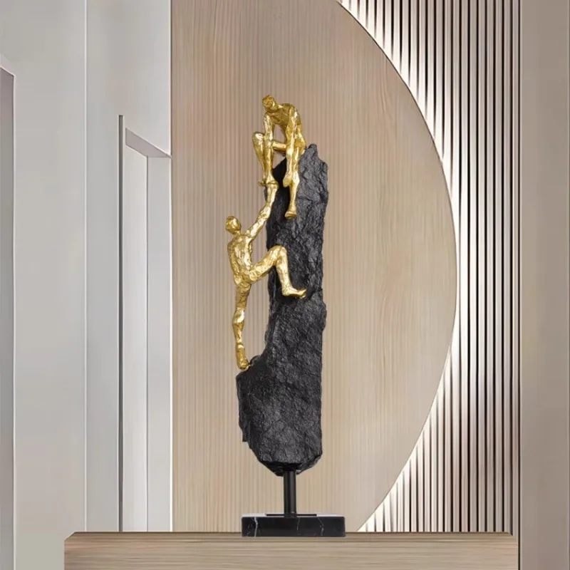 pp-Creative Decor Mountaineering Figure Sculpture Inspirational Model Resin Crafts Office Desktop
