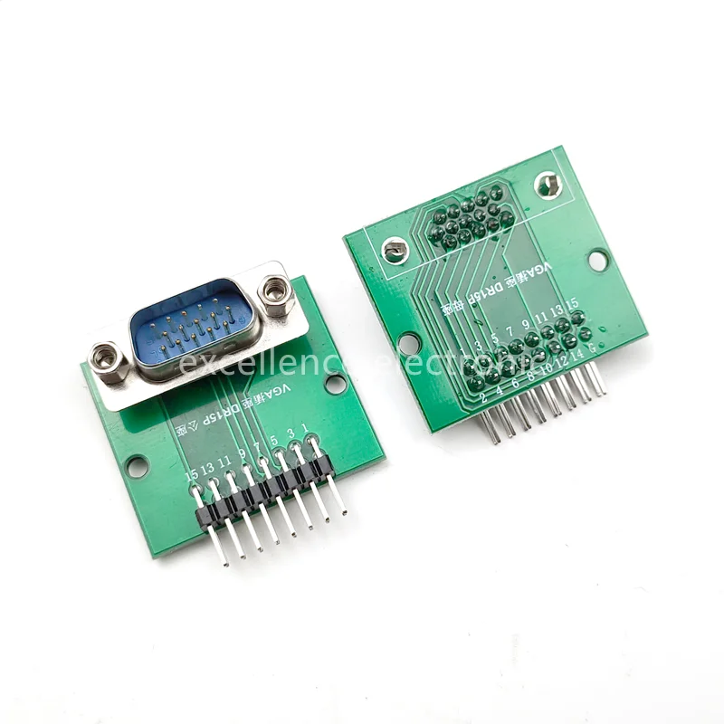 1PCS Vertical DR15 with Fixed Screw to Dip 2.54mm Interface Test Board D-sub VGA Male / Female Socket PCB Conversion Board