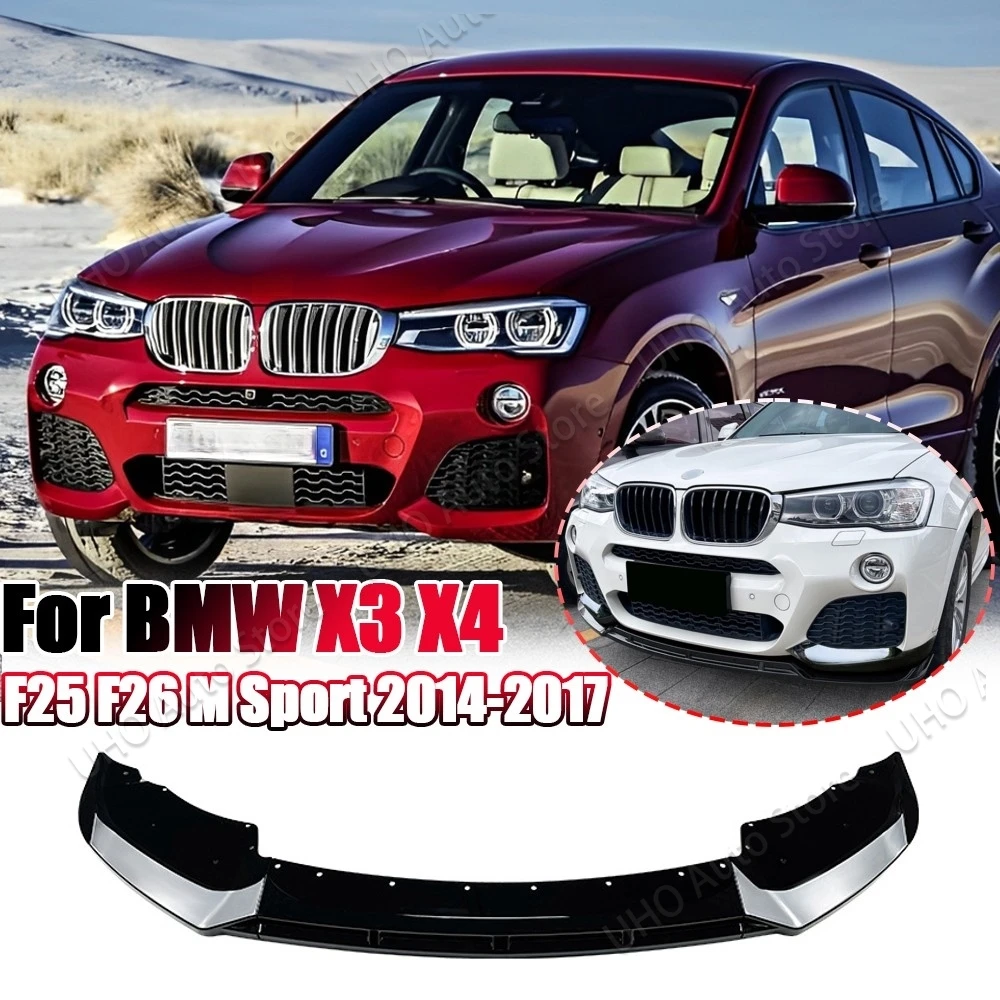 For BMW X3 F25 X4 F26 M Sport Front Bumper Lip Spoiler Splitter Diffuser M40i xDrive 20i 28i 30i 35i 20d 30d 35d 2014-2017 Trim