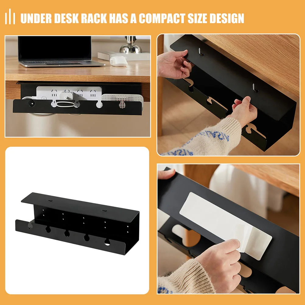 

Under Desk Cable Management Tray 2 Pack Durable Compact Organizer for Power Cords Adapters USB Hubs under Table Cable Rack
