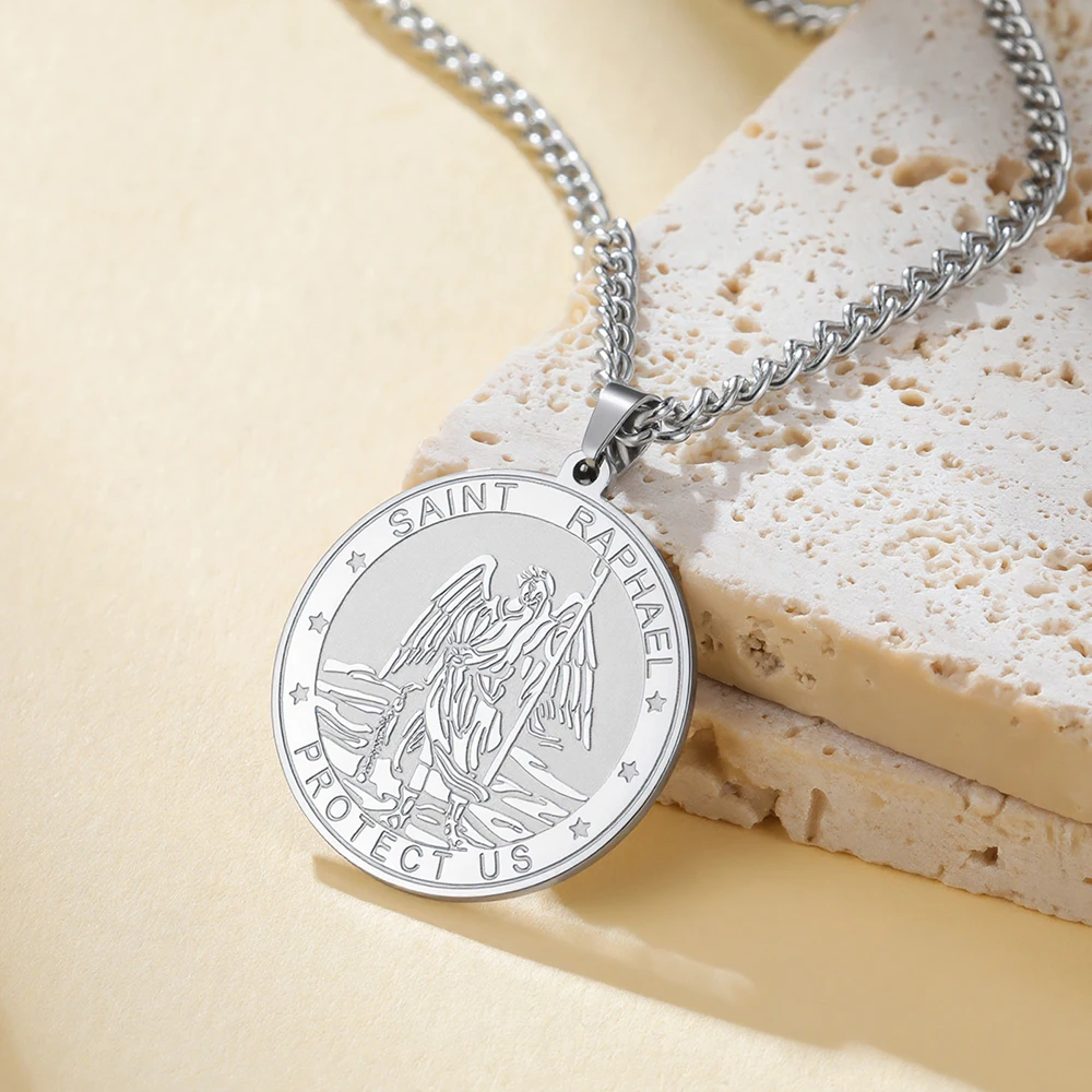 Dawapara Erzengel Raphael Gebetskette Heilung Wächter Anhänger Schutzpatron Katholischer Schmuck Edelstahl – Detail 12