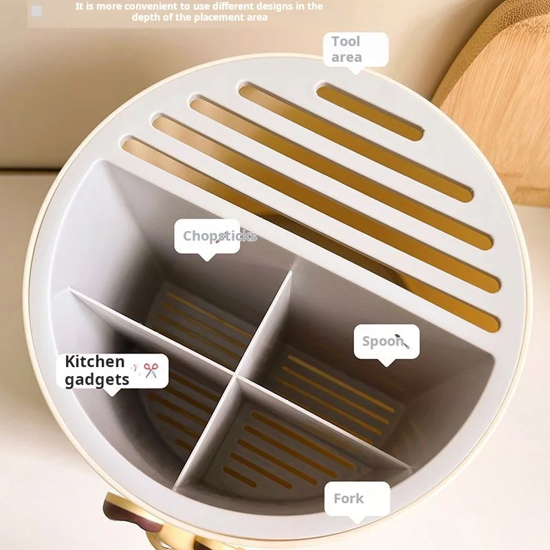 360° Rotating Kitchen Utensils Holder Fork and Spoon Storage Multi-functional Large Capacity Kitchen Holder Cage Cute Decor