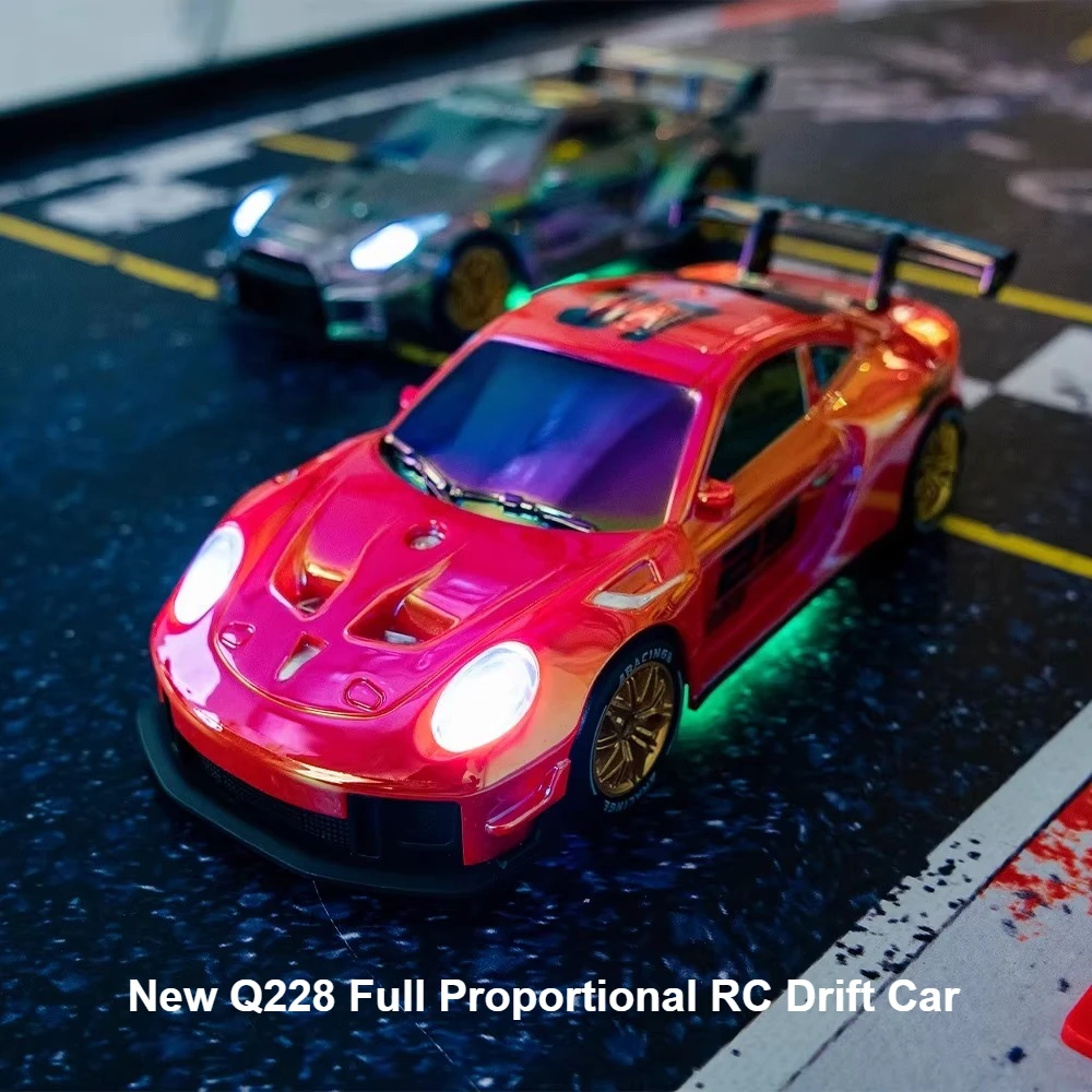 Q228 Full Proportional RC Drift Car 4WD Simulated Model Cool Body Lights 2.4GHz High Speed Competitive Racing Toy Holiday Gift