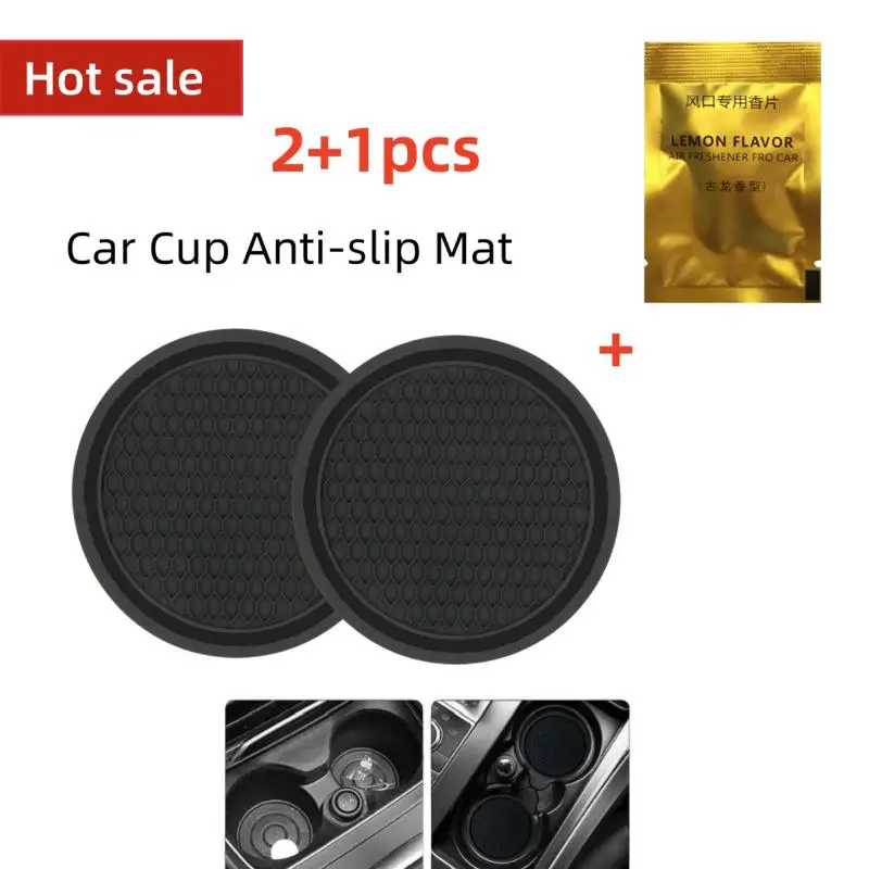 Pemegang cangkir otomatis mobil hitam bantalan coaster Anti Slip Insert aksesoris Interior Universal cocok sempurna untuk sebagian besar cangkir