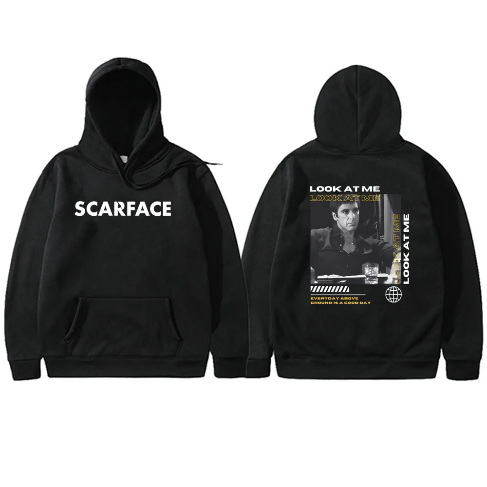 

Movie Scarface Look At Me Print Hoodie Vintage Al Pacino Tony Montana Graphic Hooded Sweatshirt Men Hip Hop Oversized Hoodies