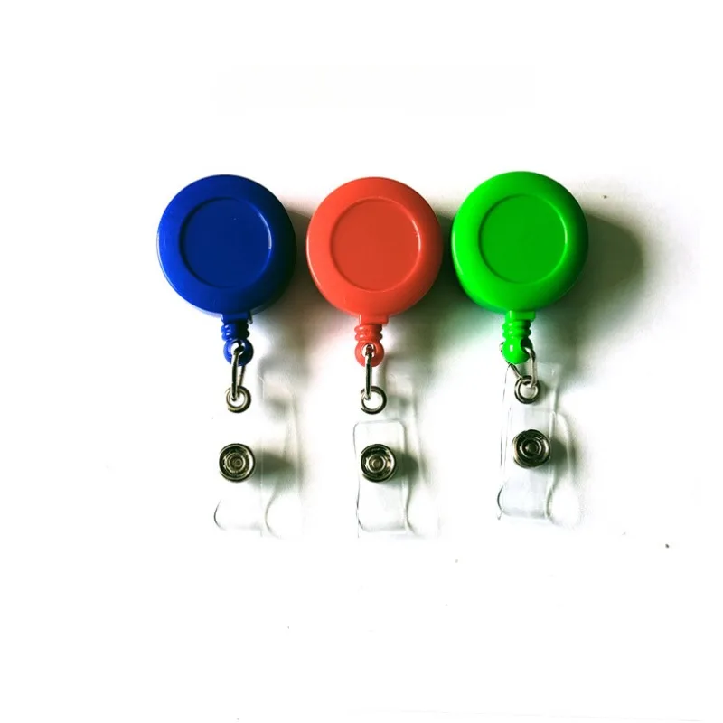 Carrete de insignia retráctil, Clip de llavero de plástico de Color caramelo para estuche de permiso de trabajo, personal, trabajadores, enfermera, pase de tarjeta de trabajo, 1 unidad