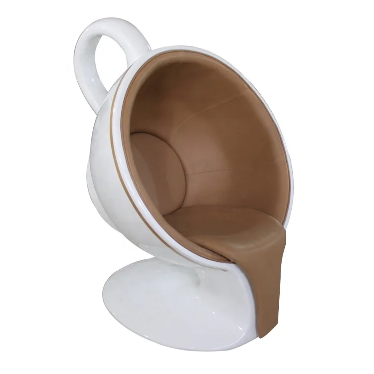 Modern Design Fiberglass Coffee Cup Mug Back Rest Armchair Light Plywood PU Home Furniture Dining Restaurant Interior Decoration