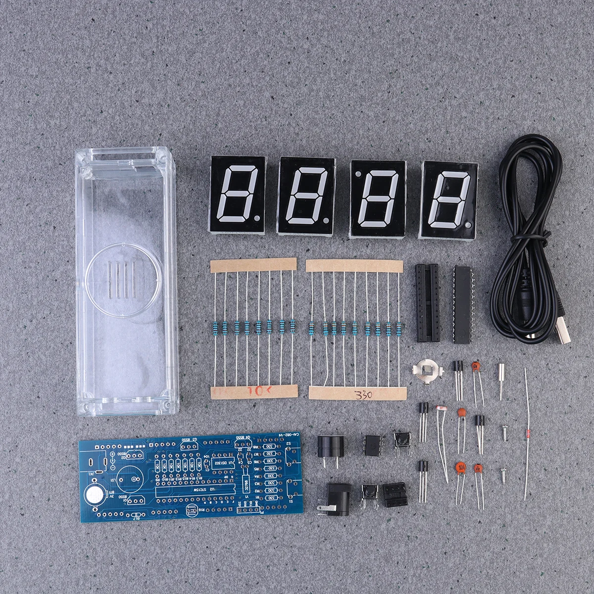 

1Set Red Scm LED Digital Clock Components Single Chip Microcomputer DIY Digital Electronic Clock Kit
