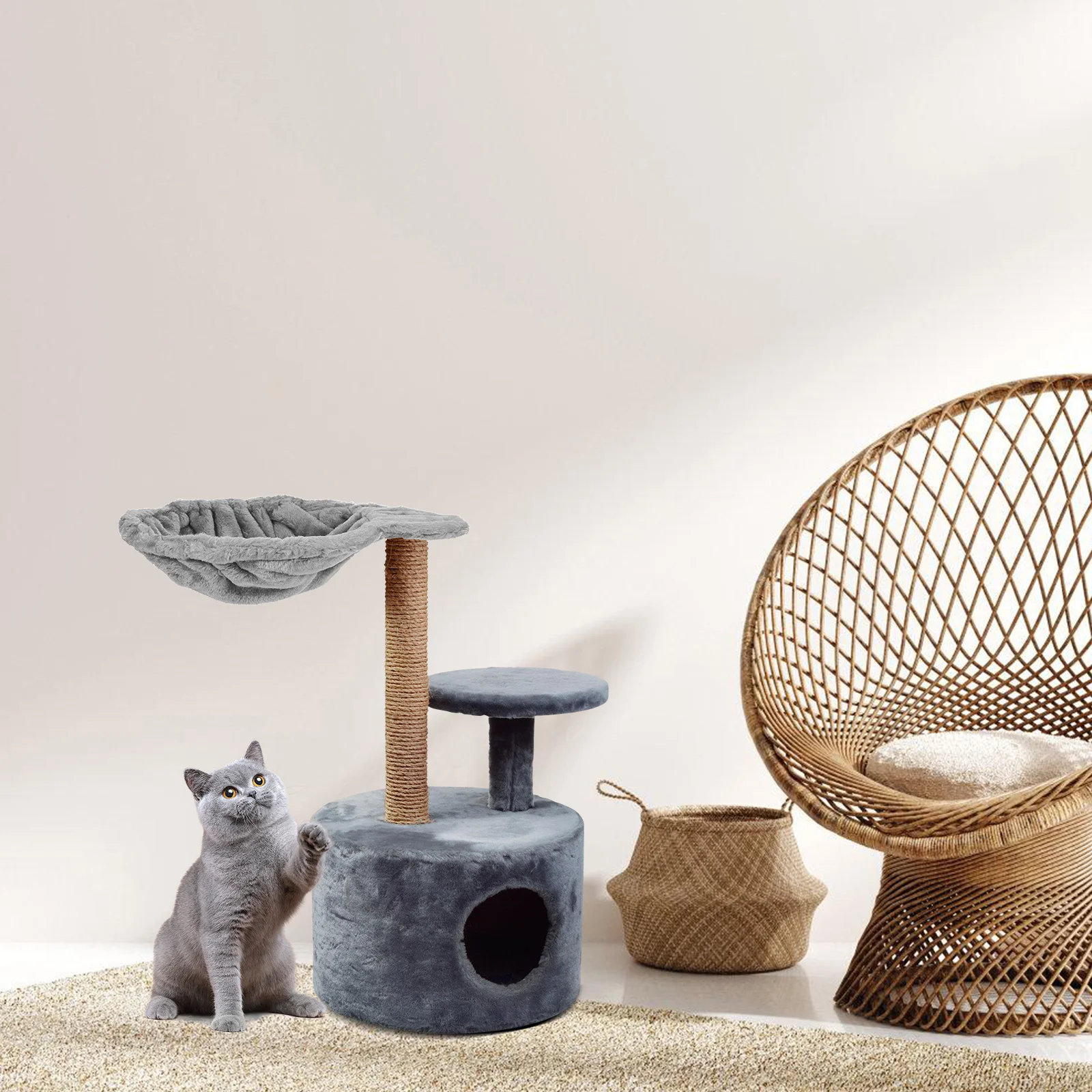 

Spoon Nest Climbing Frame Hanging Bed Hammock Flannel Cat Supplies Indoor Pet Soft Breathable Multifunctional Design DIY