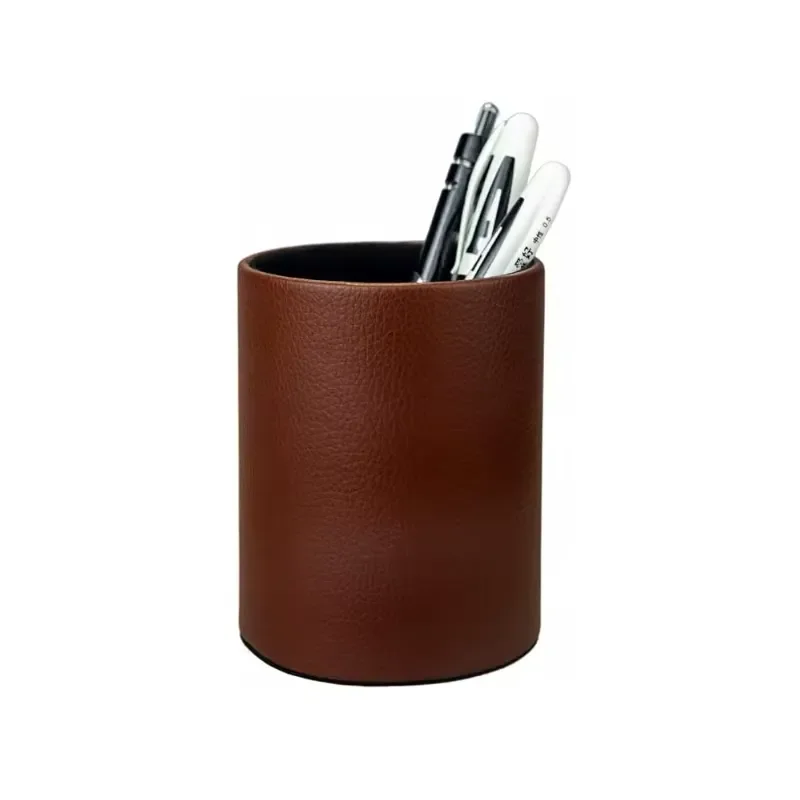 Polyurethane Leather Pen Holder Cup Container Durable Desk Storage Rack Decorative Brush Scissors Office Homeschool