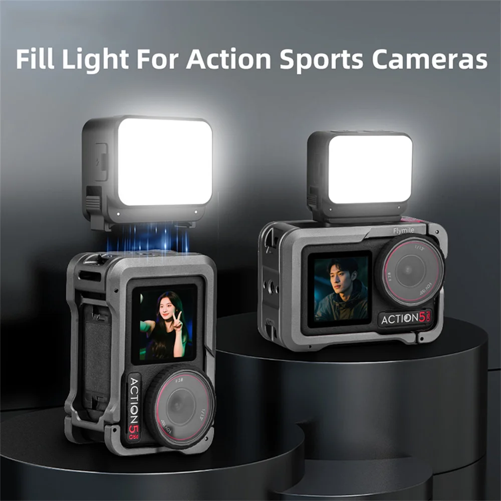 Magnetisch Quick Release-invullicht voor DJI Action5/Action4 3-kleuren IPX4 waterdichte koude schoen en 1/4 schroefbevestiging