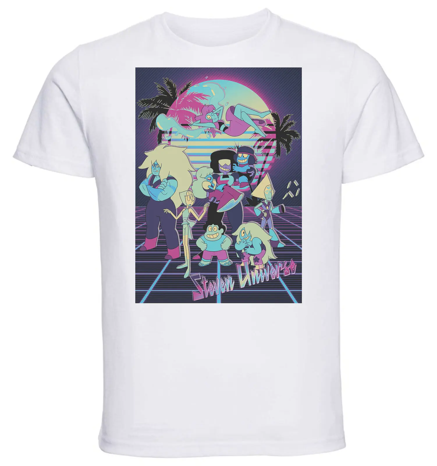 

White T-Shirt - White Knit - Vaporwave Steven Universe - Characters- Unisex clothing