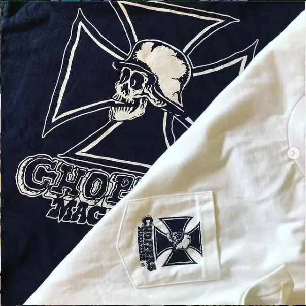 Chopper T-shirt summer cotton short sleeve neutral loose beauty tide scooter retro