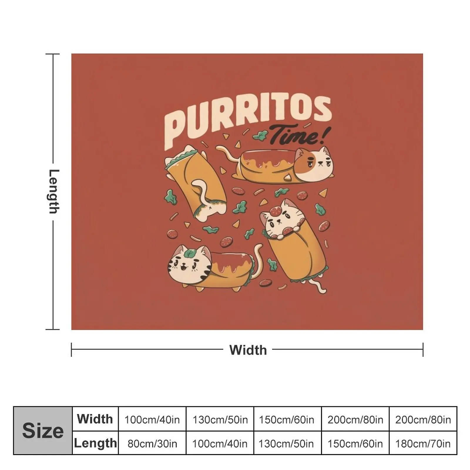 Purritos Time Burrito Cat Funny Mexican Food by Tobe Fonseca Throw Blanket Luxury Brand Sofas Blankets