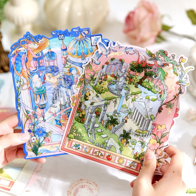 3sheets/bag Lost Ruins Series Landscape Miniature Stickers for Decoration Decompression Collage Landscape DIY Sticker Decoration