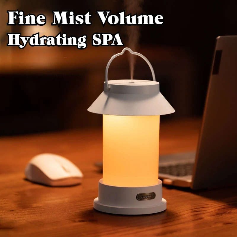 Air Humidifier Aroma Diffuser Retro Lantern  Household Desktop Quiet Mist Maker Portable Camping Light