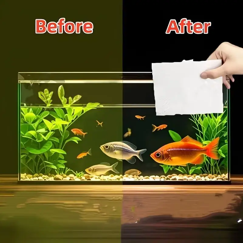 50/300Pcs Aquarium Color-Absorbing Sheets Filter Sheets Fish Tank Yellow-Absorbing Paper Pad Water Purification Paper