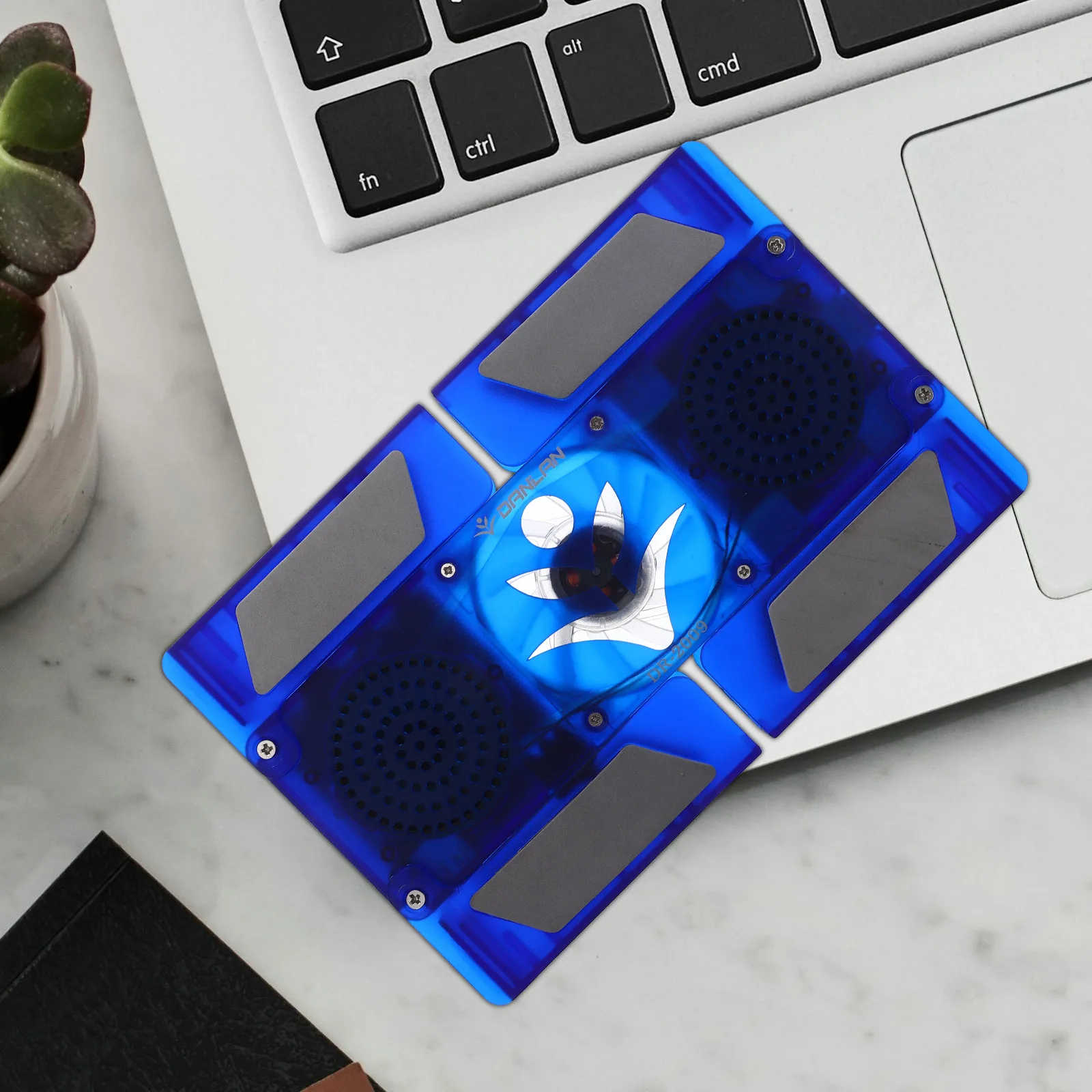 

Mini Portable Foldable LED Laptop Cooler Blue 12V Notebook Fan Cooling Pad St Storage Holder Compatibility Practical Stylish