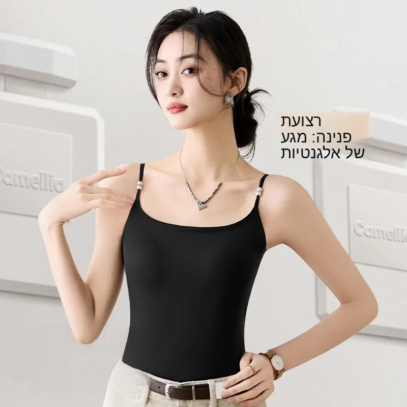 

New Ice Silk Nursing Underwear with Chest Pad Women's Strap Vest Fragrant Camellia Flower Care Summer Base Layer Top