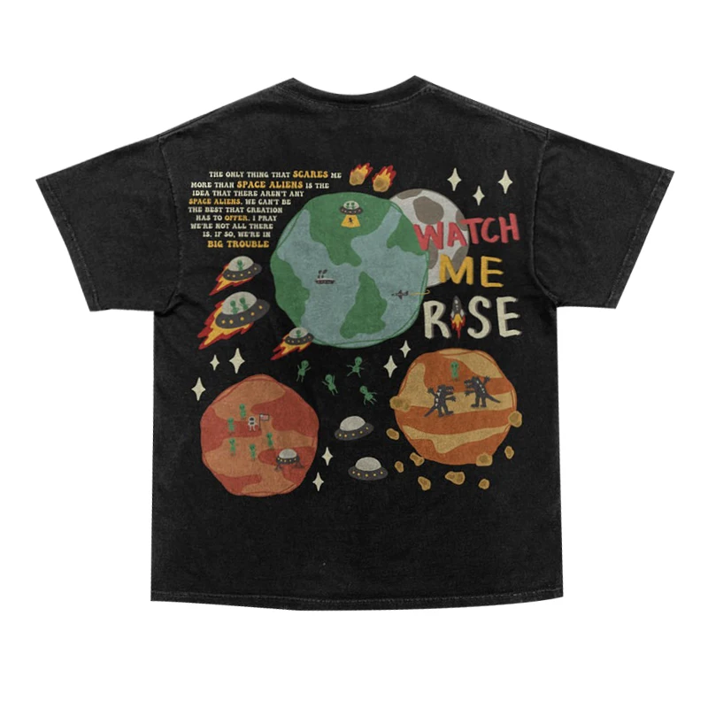 

Waed Vintage T-irt ort Sve Printed Oversize Street Sle ex Couple's High Street T-irt Youthful Energy Sle