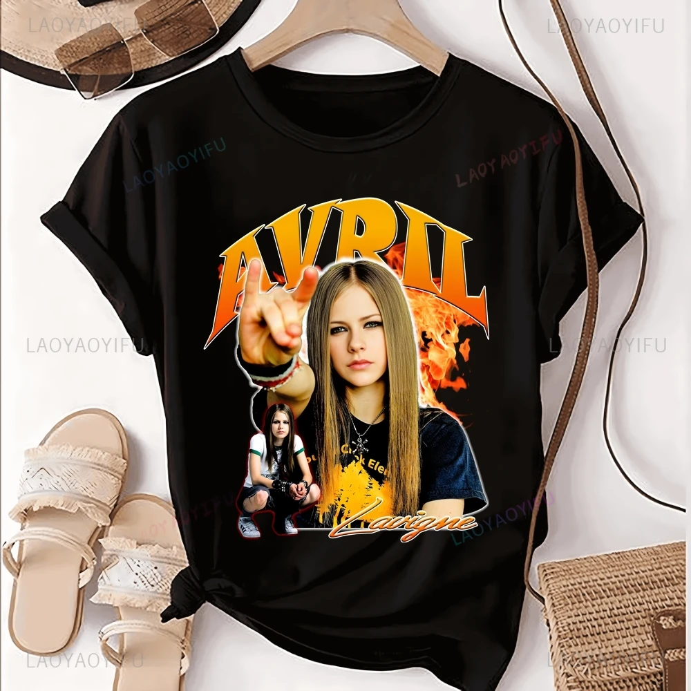 Canadian Song Pop Punk Princess Ba Avril Ramona Lavigne Printed T-shirt Top Trend Unisex Shirt Pattern Oversized T-shirt