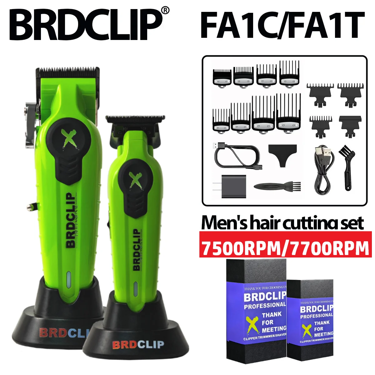 BRDCLIP FA1C FA1T комплект из 2 предметов, 7500 об/мин, профессиональная парикмахерская машинка для стрижки волос, электрический триммер, машина для отделки волос, лезвие DLC с основанием
