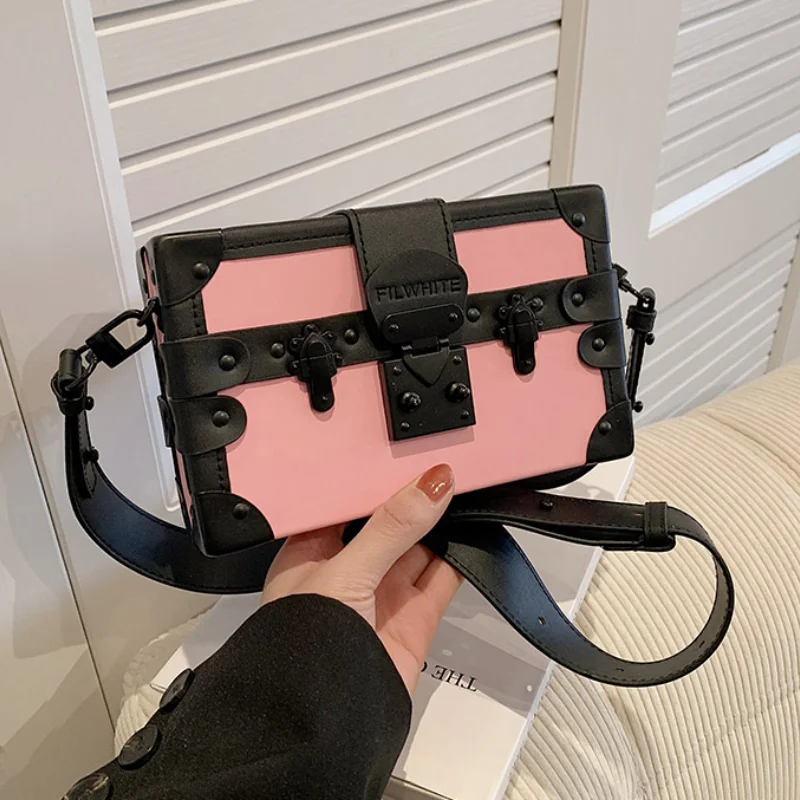 Women\'s Square Bag 2023 Trend Leather Fashion Luxury Shoulder Bag Woman Rivet Letter Party High Quality Small Box Crossbody Bag