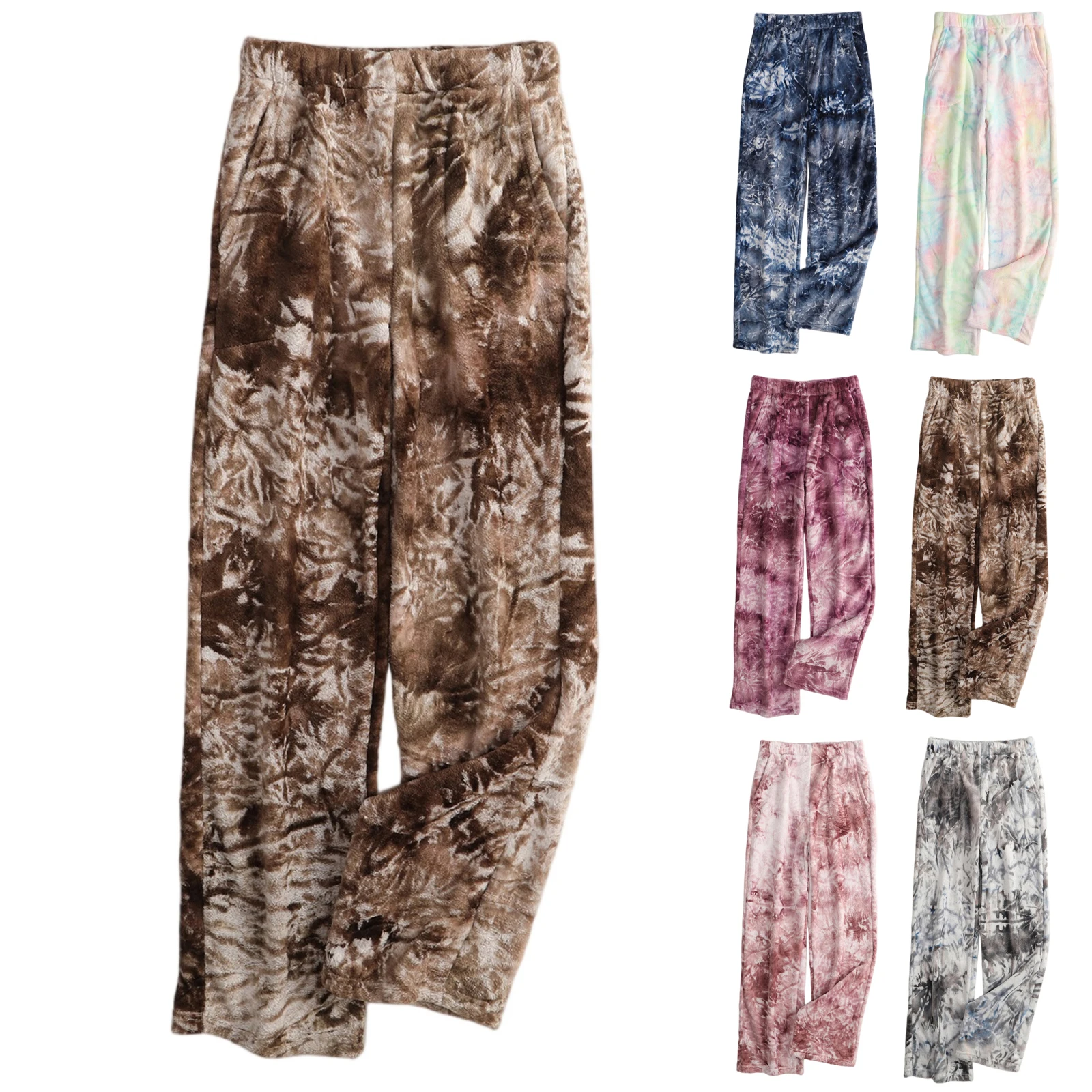 Damskie spodnie do spania z wzorem tie-dye, spodnie domowe, luźne spodnie do noszenia po domu, z nadrukiem, wygodne spodnie do spania, codzienne, komfortowe, jesienne, do noszenia na zewnątrz i w domu.