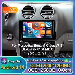Android 14 Carplay Car Radio For Mercedes Benz ML GL W164 ML350 ML500 GL320 X164 ML280 GL350 GL450 Multimedia GPS Player Stereo