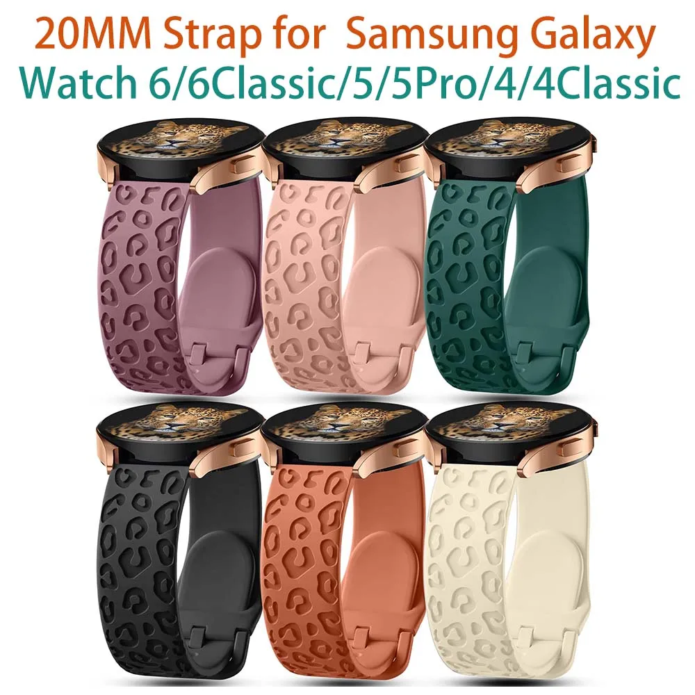 2025 20 mm Leoparden-Silikonarmband mit Gravur für Garmin Venu Sq 2/Forerunner 645 245 158 55 165 Musik/Aktiv 5