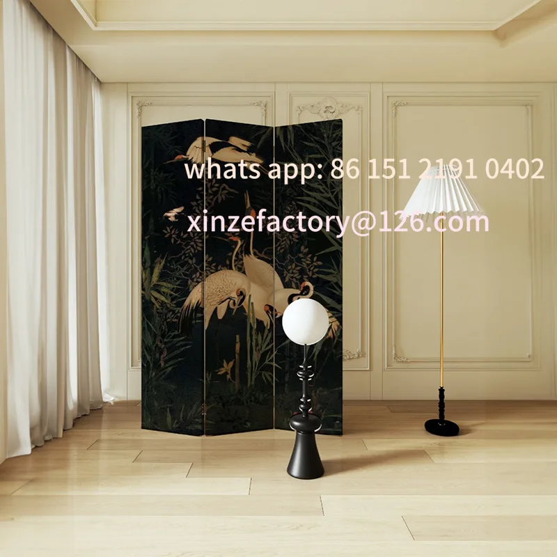 Customizable French medieval crane screen partition living room entry sofa background removable style folding folding screen