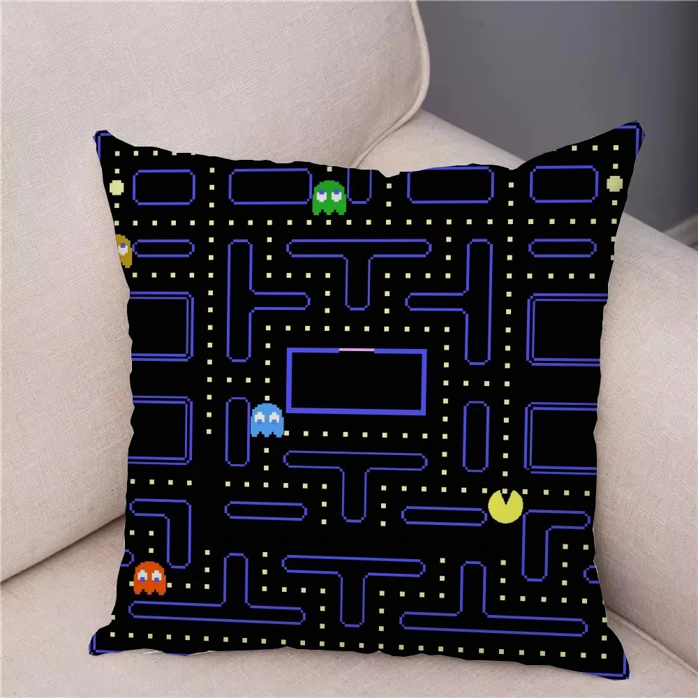 P-Pac-Man Decorative Pillowcase for Living Room Cushions Cover 45*45 Car Sofa Cushions Covers Couch Pillows Bedroom Bed Cushion