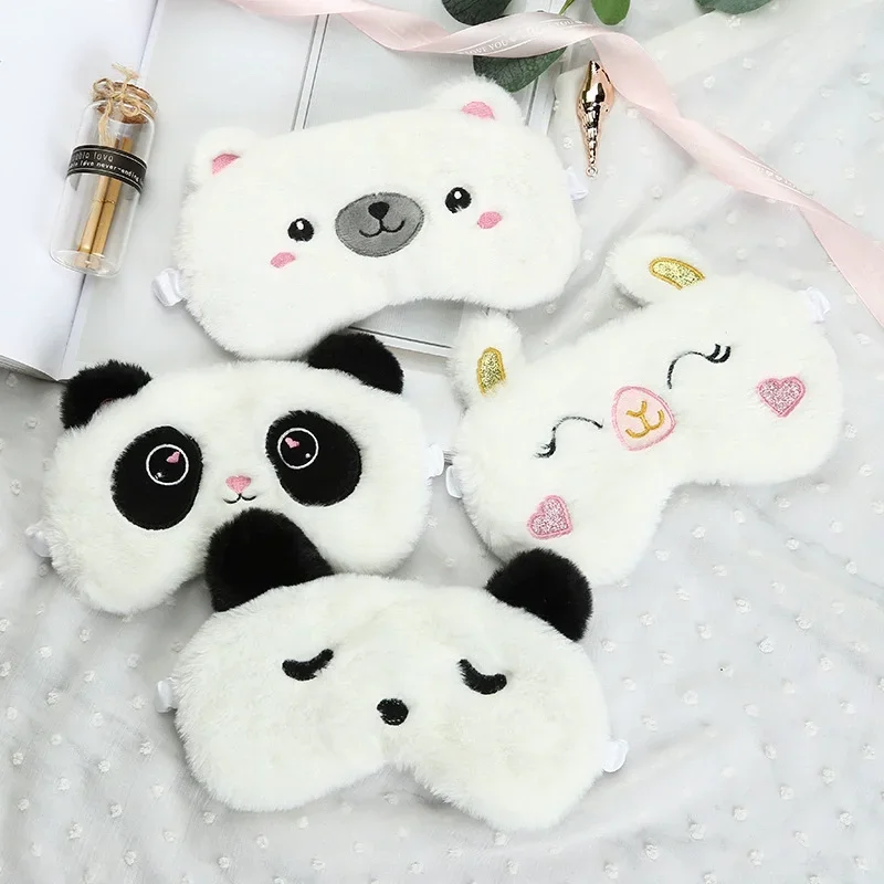 Cute Sleep Mask Eye Sort Bandage Plush Blindfold Cover Sleeping Dream For Girl Women Night Animal Eyepatch Nap Relax Health Care