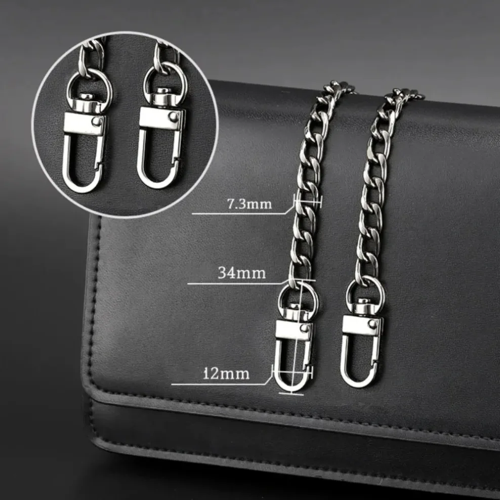High Quality 40/60/90/100/120cm Double Clasp Snap Clip Handbag Purse Chain Leather Bag Strap Handle Shoulder Replace Repair DIY