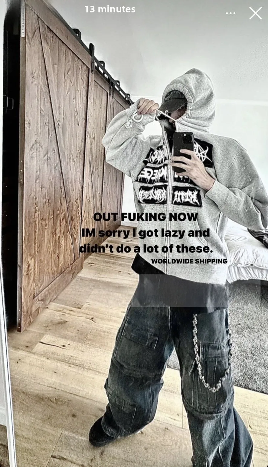Opium 21AW Detachable Wide Leg Workwear Multi-Pocket Jeans Aged Style Men's Long Trousers Autumn Season Casual Denim