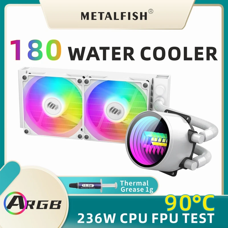 METALFISH 수냉식 180mm CPU 쿨러 Mini-ITX 소형 소형 컴퓨터 섀시 1700/2011/1366 AM5/AM4 CPU Radaitor