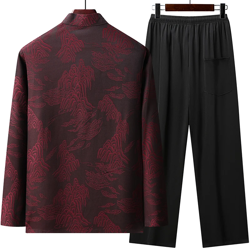 (Shirt + Trousers) 2026 spring New Men's Sets High Quality Casual Loose comfortable breathable Shirts Two Piece Size M-4xl