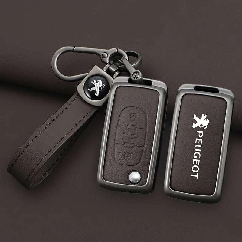 Zinc Alloy Car Key Case Cover Shell Holder For Peugeot 107 207 307 307S 308 407 607 807 3008 5008 Protection Key Bag Accessories