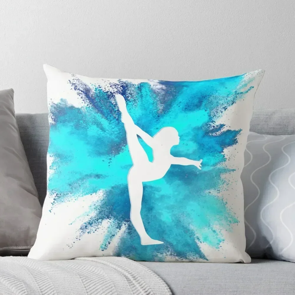 

Gymnast Silhouette - Blue Explosion Throw Pillow luxury sofa pillows Cushion Covers For Living Room Cusions Cover pillow