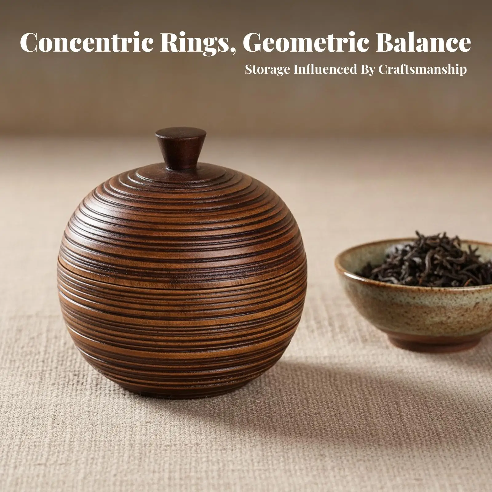 Compact Wood Tea Container with Built-in Knob Lid for Office Desk Kitchen Use