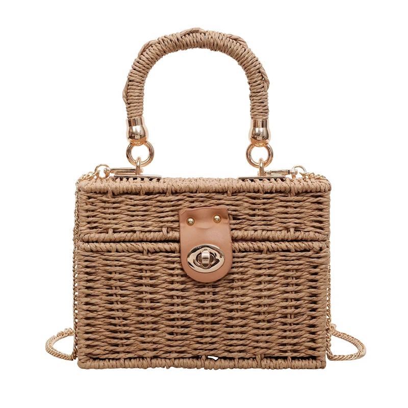 

Высококачественные женские соломенные сумки с цепочкой, модные маленькие плетеные сумки через плечо для женщин, повседневные женские сумки-мессенджеры, кроссбоди