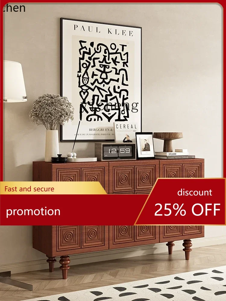 

HXL Entrance Cabinet Storage Tea Cabinet Cherry Wood Carved Sideboard