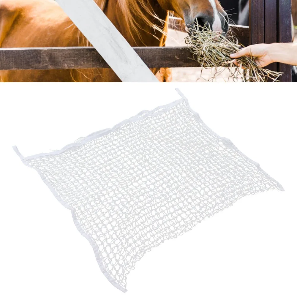 pe織りロープ製飼料ネットバッグ-大容量-ホワイト-スローフィード飼料ネット-耐久性のあるメッシュ穴デザイン-馬用飼料バッグ-馬用
