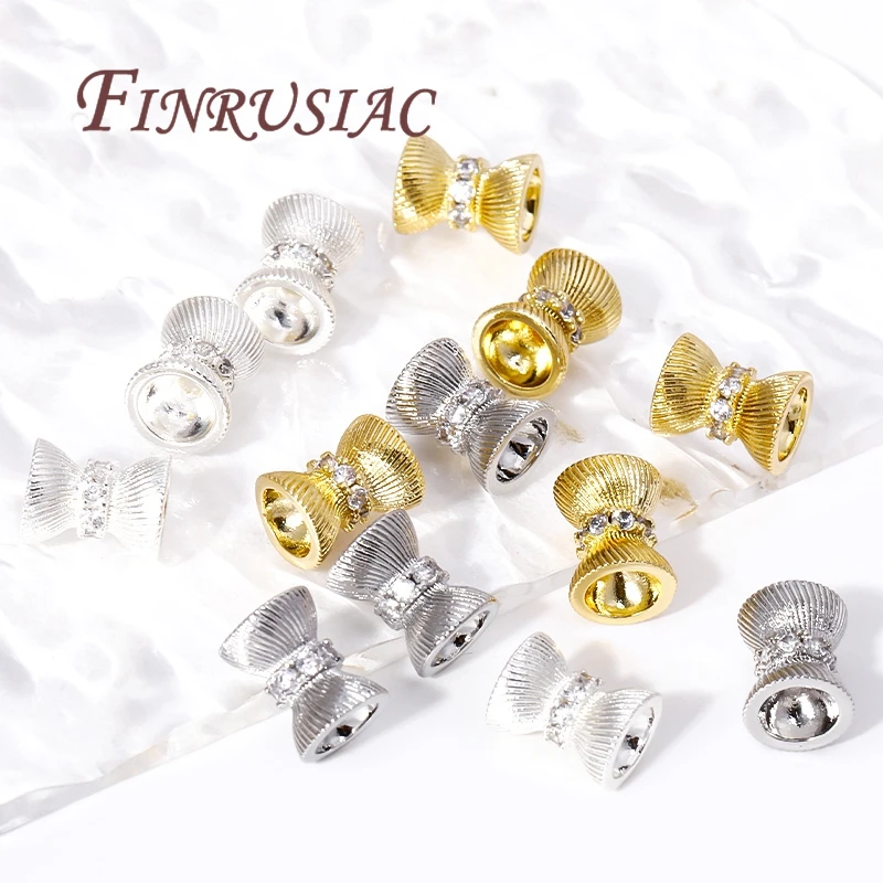 18K Gold Plated Brass with Zircon Spacer Bead For Bracelets Accessories,Separators For Beads,DIY Jewelry Making Supplies