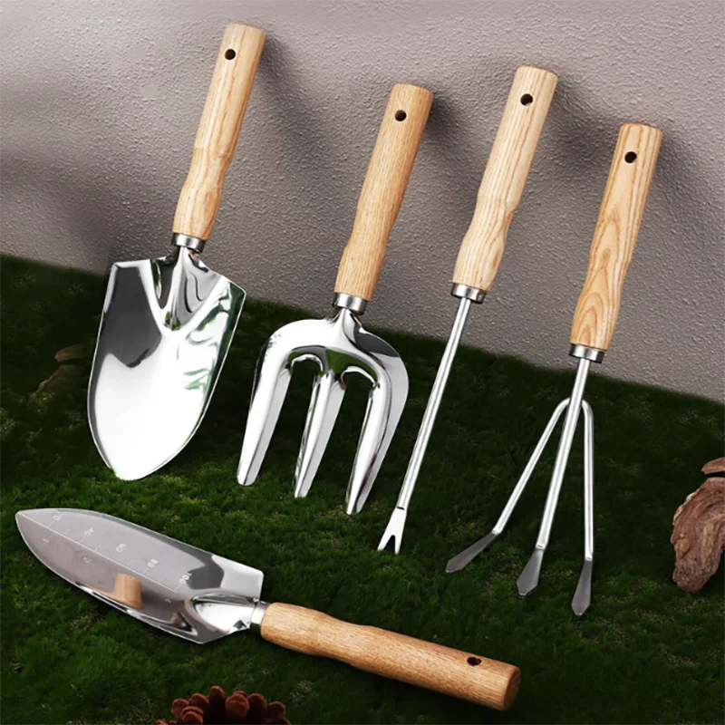 

Набор садовых инструментов, лопатка для копания, садовый шпатель для посадки газона, лопатка из нержавеющей стали, деревянная ручка для копания, сорняков, растений